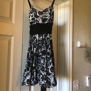 Floral black and white summer dress